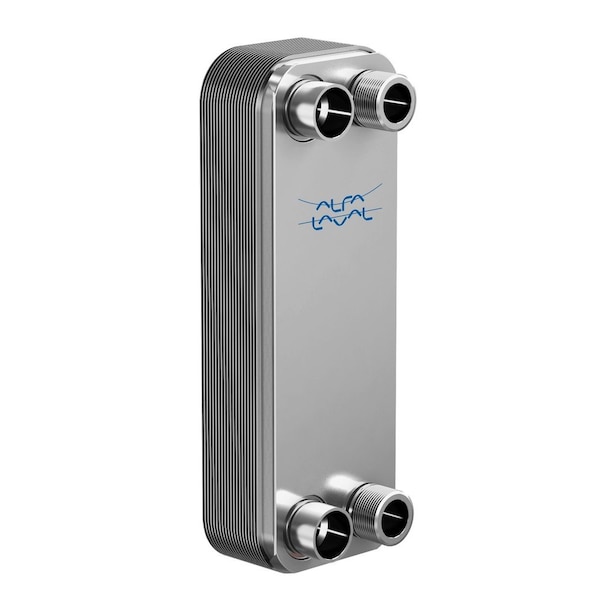 100 Stainless Steel Plate Heat Exchanger, AISI 316L, 20 Plates, Single Circuit, 1 Thread Port